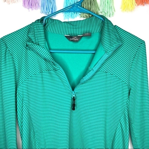 Eddie Bauer Green Stripe Pull On Half Zip Comfy Lounge Jacket Size Small - Picture 12 of 12